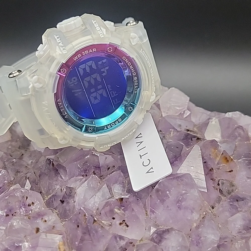 NEW ACW8046-001 Activa Summit X Invicta Mens Digital 50mm White & Clear Watch